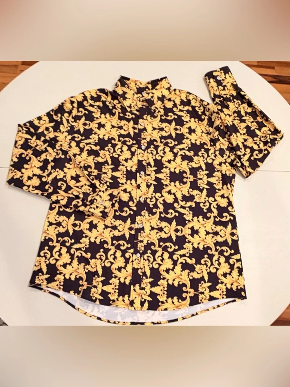 Daupanzees | men’s luxury print dress shirt. Size: XXL - Picture 5 of 16